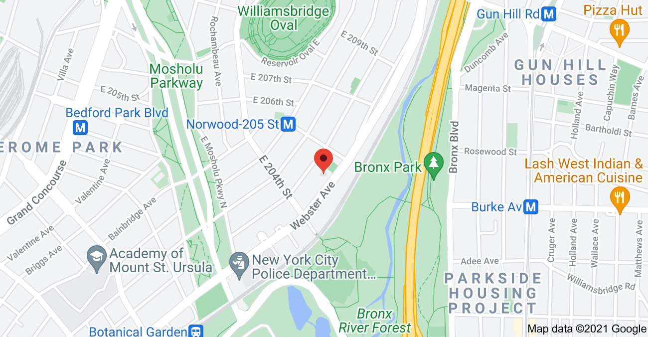 Map showing P.S. 77 at 3177 Webster Avenue, Bronx, NY 10467